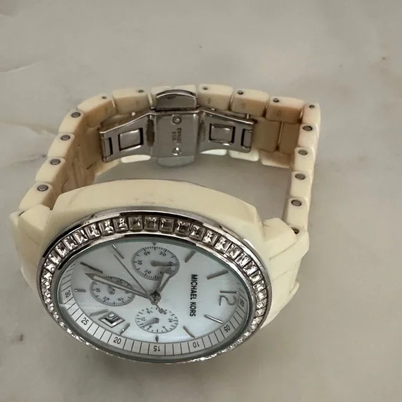 Michael Kors Ivory Watch with Crystal Bezel